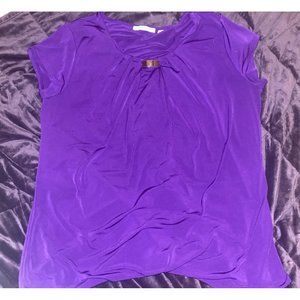 Purple, short sleeve, dressy blouse top large